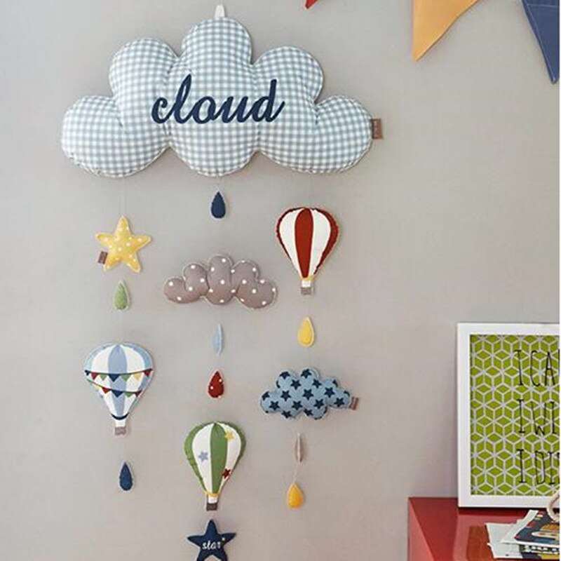 Diy tecido artesanal decoração de parede pingente cama sino parede pendurado decoração do quarto dos miúdos nuvens estilo crianças quarto do bebê berçário