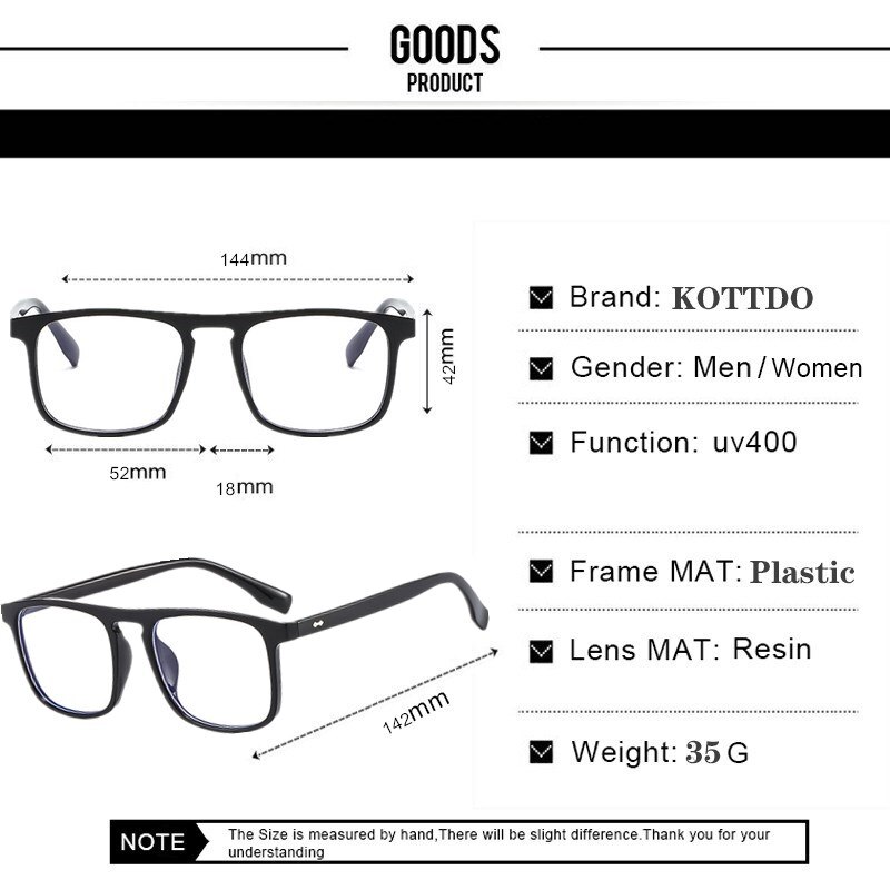 Classic Women Eyeglasses Men Optical Computer Glasses Prescription Myopia Eyewear Frame Square Transparent Spectacle Unisex