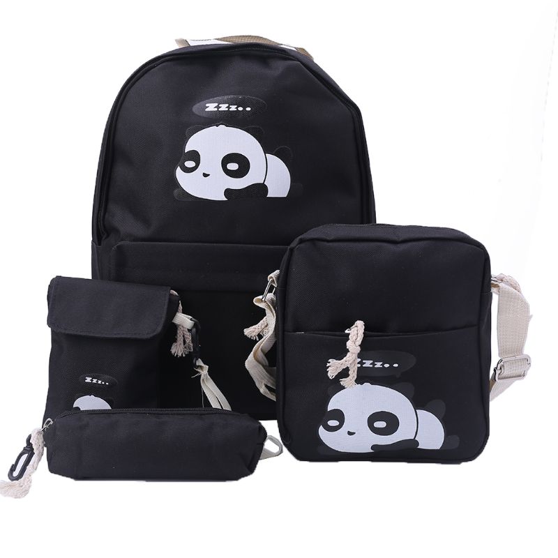 4 pièces sac à dos femme mignon Panda impression sac à dos voyage cartables sac à bandoulière