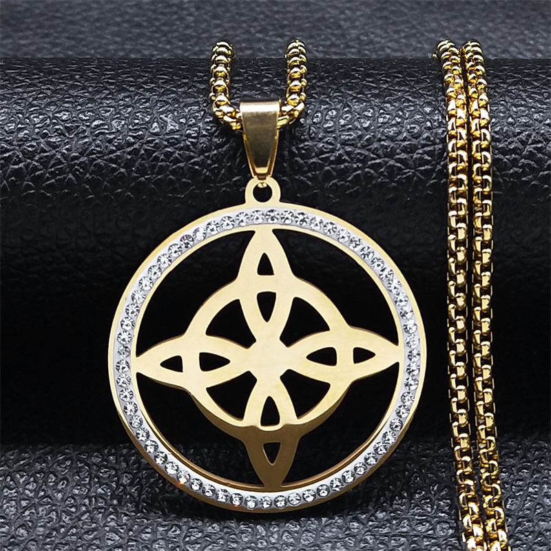 Afawa wicca hekseknude halskæde til kvinder/mænd rustfrit stål krystal hekseri amulet halskæde smykker halsbånd nudo de la bruja: Rust rød