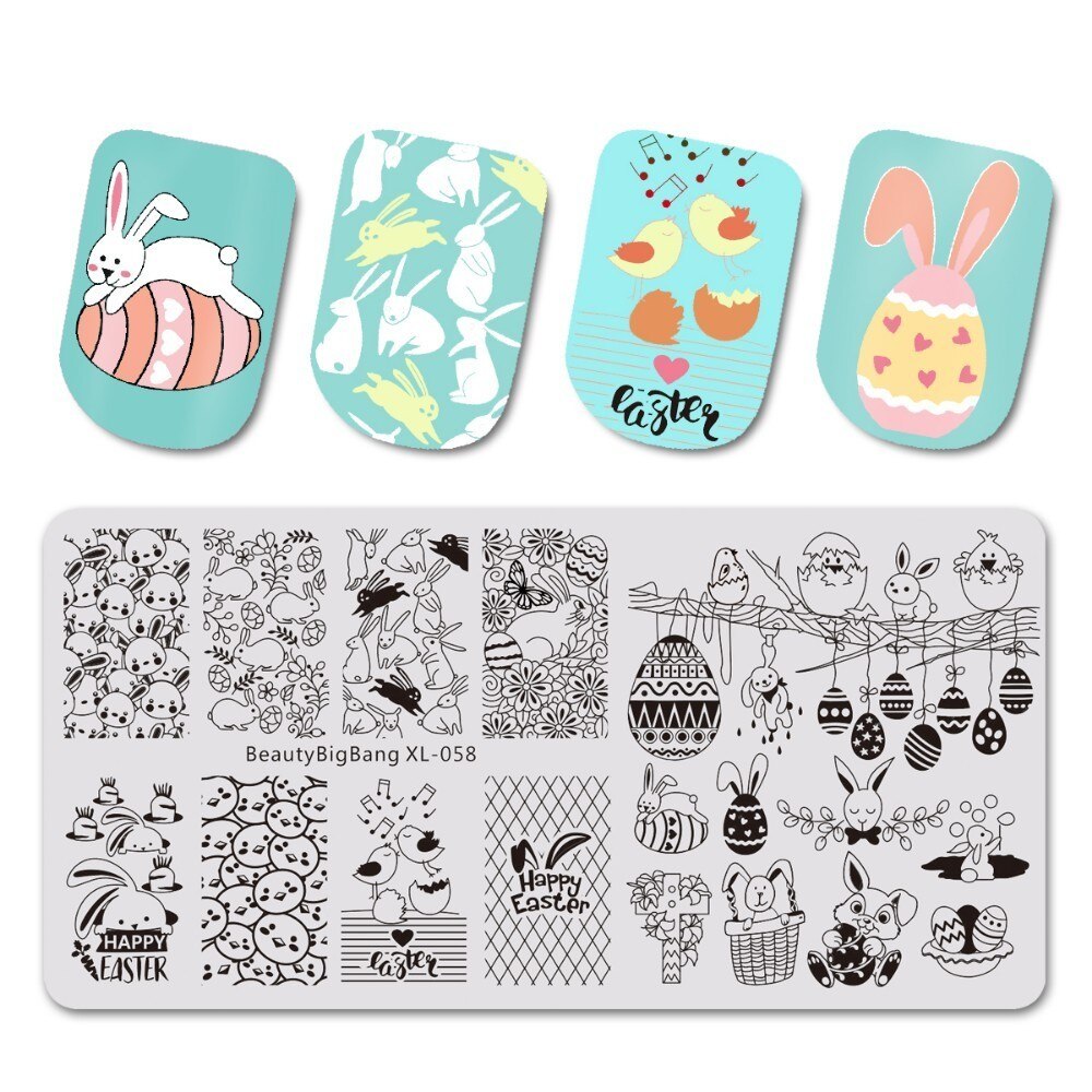 Beautybigbang alla hjärtans dag nagelstämpling tallrikar kärlek hjärta blommor stämpling för naglar diy nail art mall bbb xl -046: 58