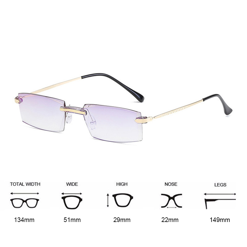 High-grade Coating Frameless Finished Myopia Glasses Women Anti-blue Light Prescription Eyeglasses -1 -1.5 -2 -2.5 -3 -3.5 -4.0
