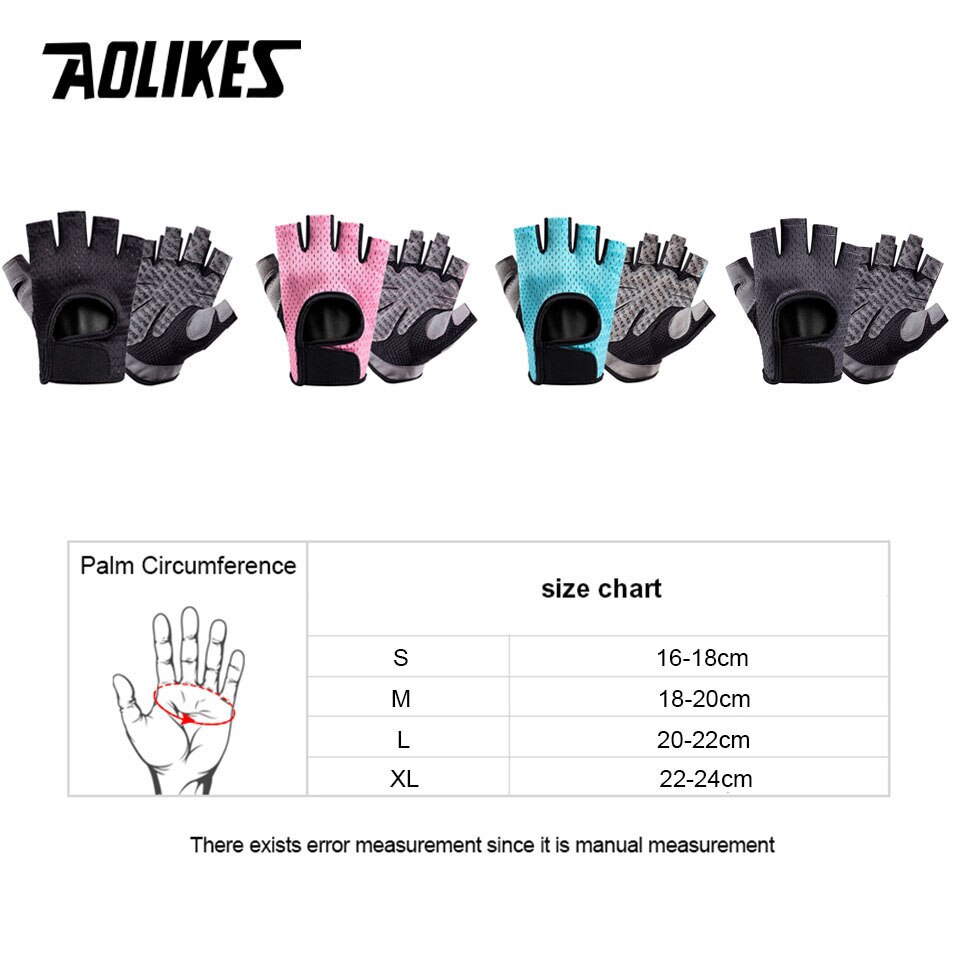 AOLIKES Breathable Fitness Gloves Silicone Palm Hollow Back Gym Gloves Weightlifting Workout Dumbbell Crossfit Bodybuilding