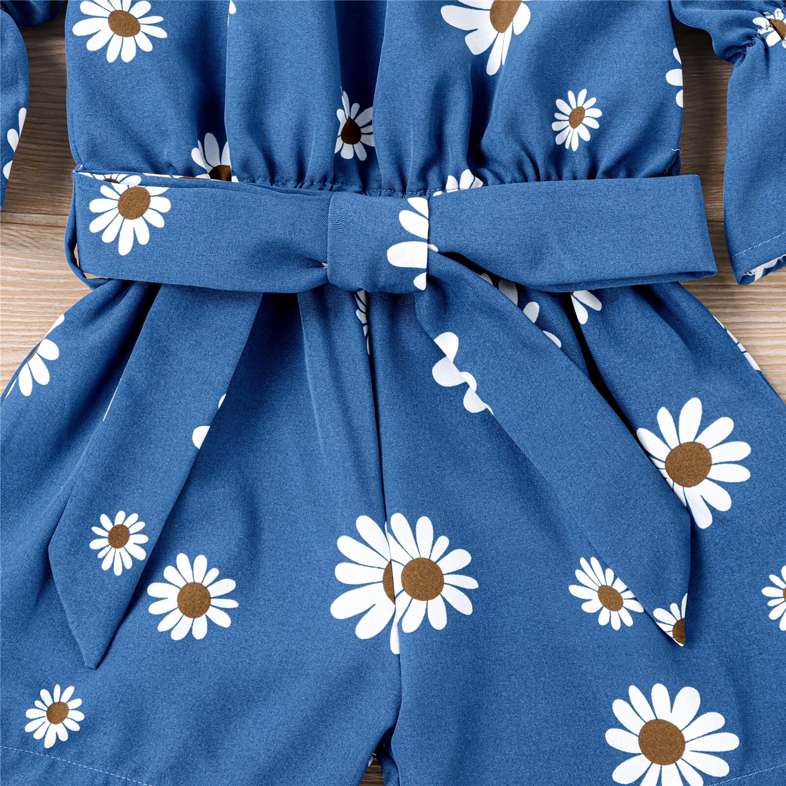 2-7Y Zomer Mooie Casual Kids Meisjes Jumpsuits Zonnebloemen Print Korte Mouw Riem Casual Rompertjes Kids Overalls