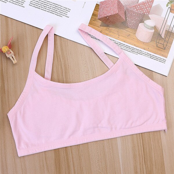 Girl Bra Cotton Underwear Training Bras Children Summer Bra Underwear Kids Bra Teenage Underwear: Pink