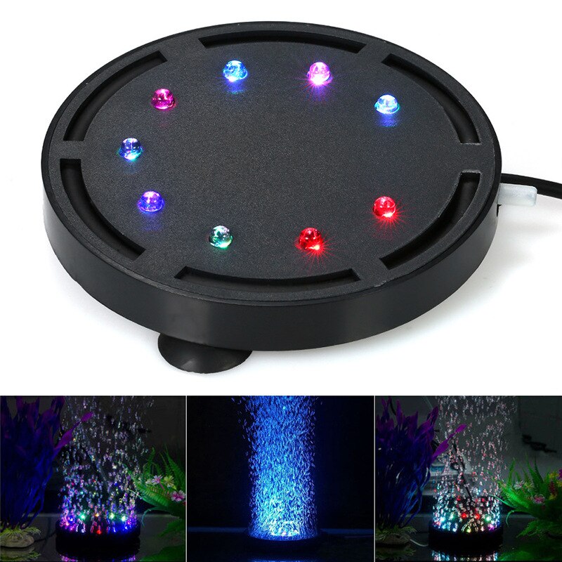 Q9/Q12 Aquarium Air Stone Bubble Light Submersible Fish Tank Air Bubbler LED Light Air Pump Bubble Stone Lamp for Decoration