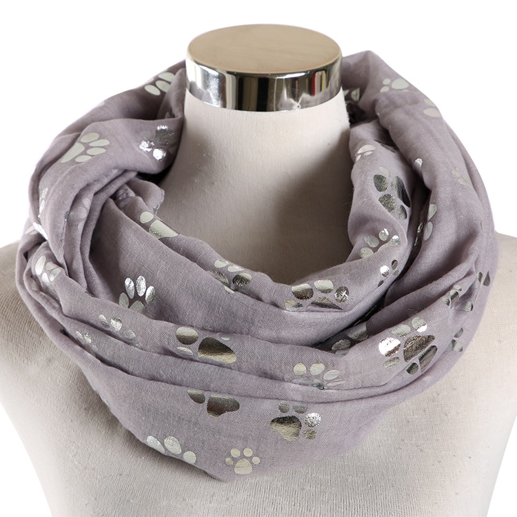 FOXMOTHER Neue Blau Grau Weiß Farbe Folie Splitter Katze Hund Pfote Schal Snood Ring Unendlichkeit Schal Frauen Damen: grau Schleife