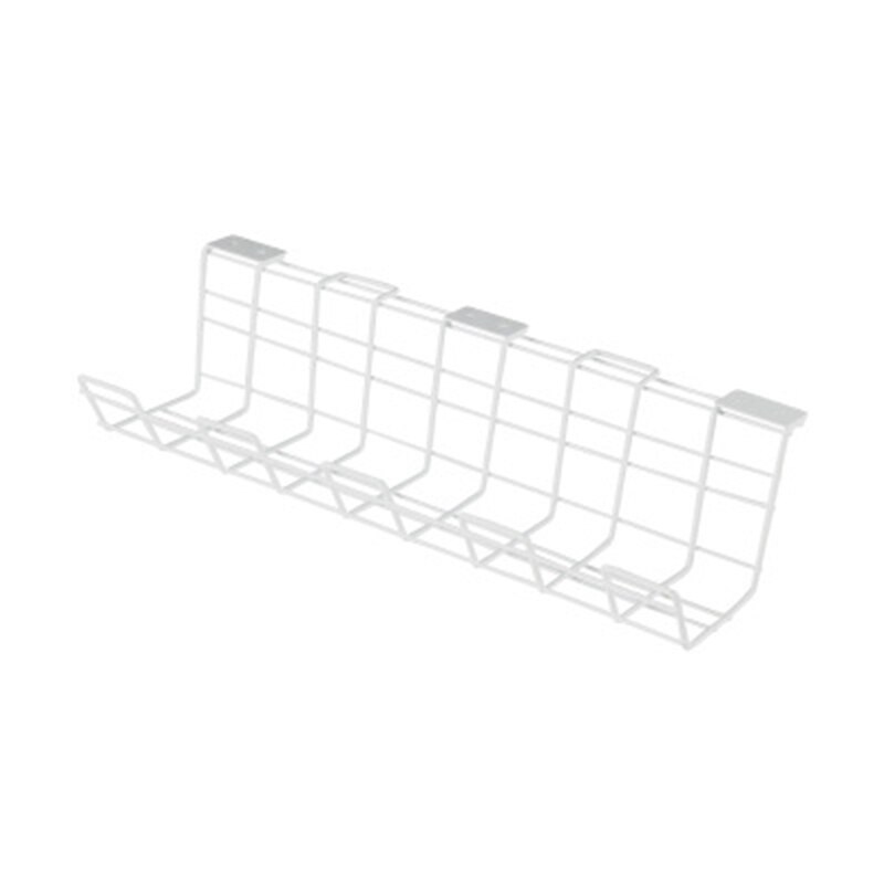 1Pc Under Desk Cable Management Rack Compact Cable Organizer Storage Rack: white