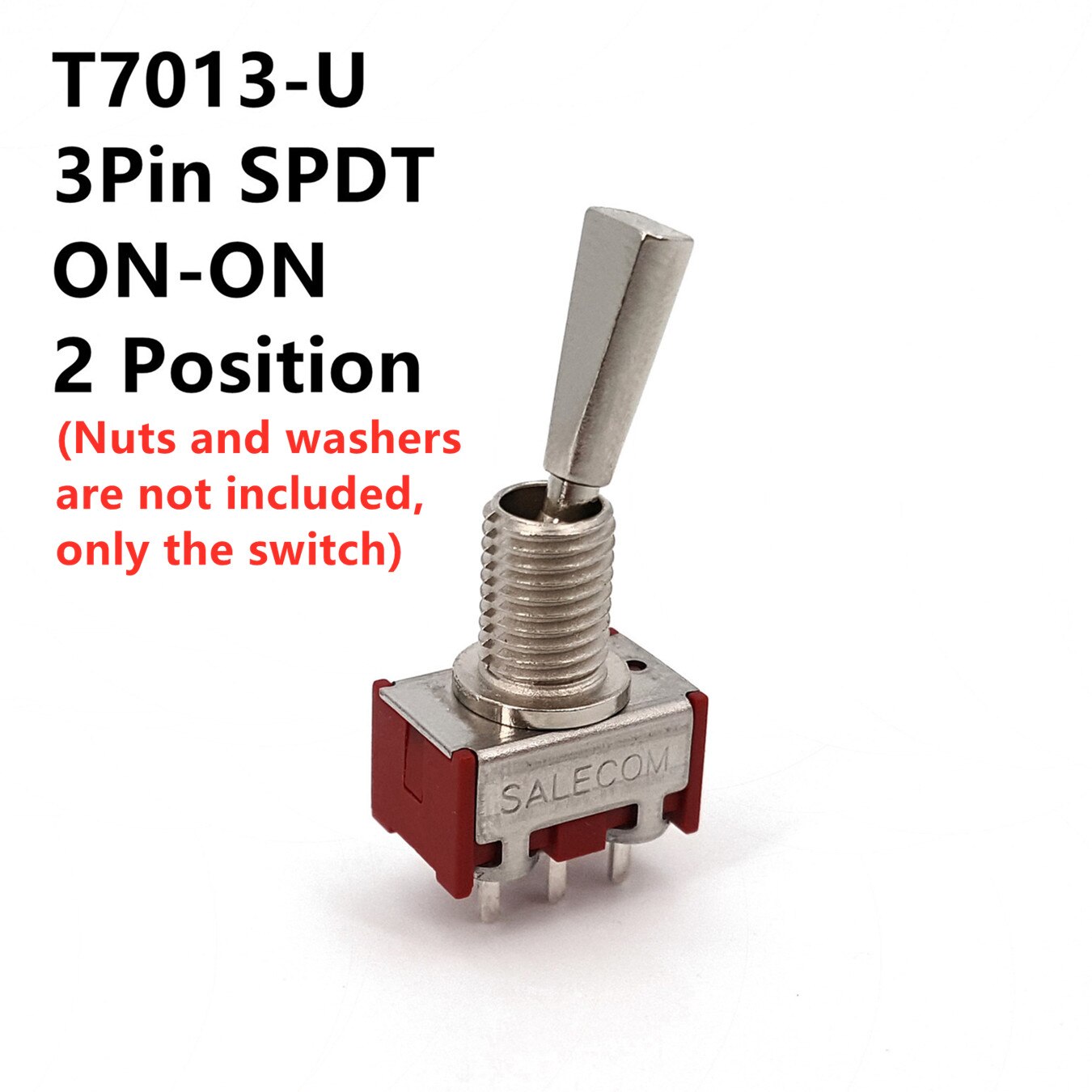 SH T70-T Series Flat Handle 3Pin SPDT Straight PCB Mount Mini Toggle Switch For Remote Control: T7013-U ON-ON