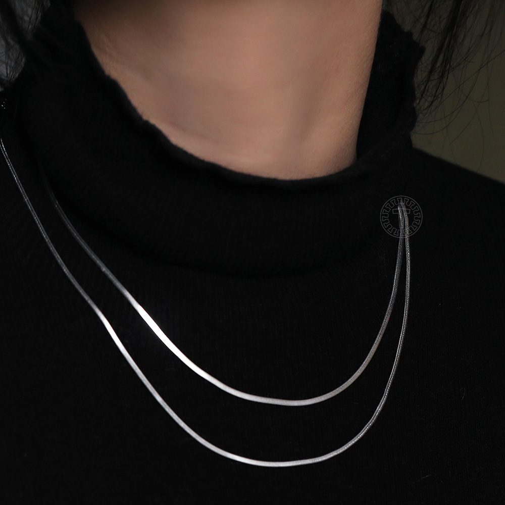 Girocolli DN338 da donna Chic regolabili in acciaio inossidabile con catena a maglie a spina di pesce in acciaio inossidabile da 2MM
