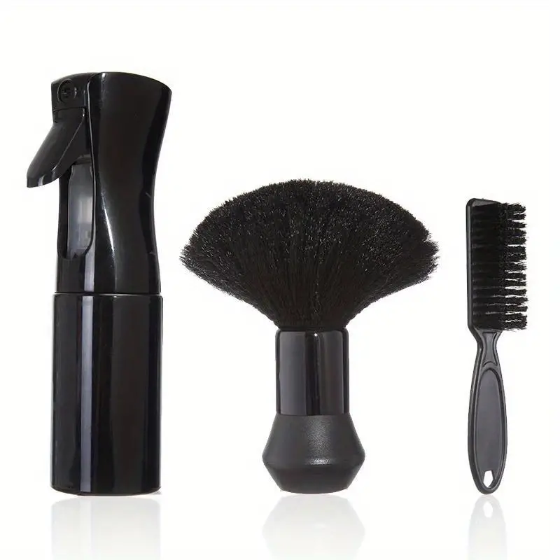 Herramientas profesionales de barbería, botella pulverizadora, peine, cerdas de nailon, cepillo para Barba, cepillo de Limpieza del cabello, accesorios de estilismo de salón, 4 Uds.: Rojo