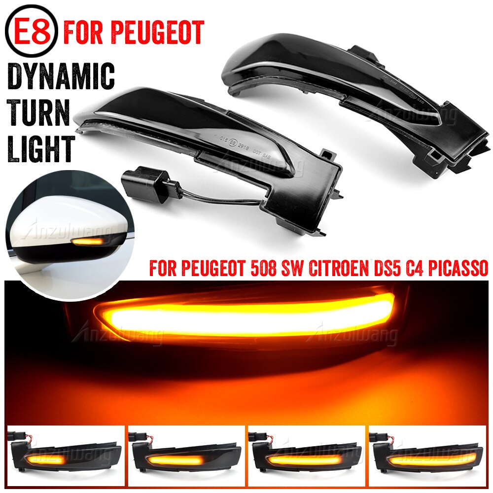2 stk dynamisk blinklys til peugeot 508 sw led sekventielt blinklys til citroen  ds5 c4 grand picasso ii