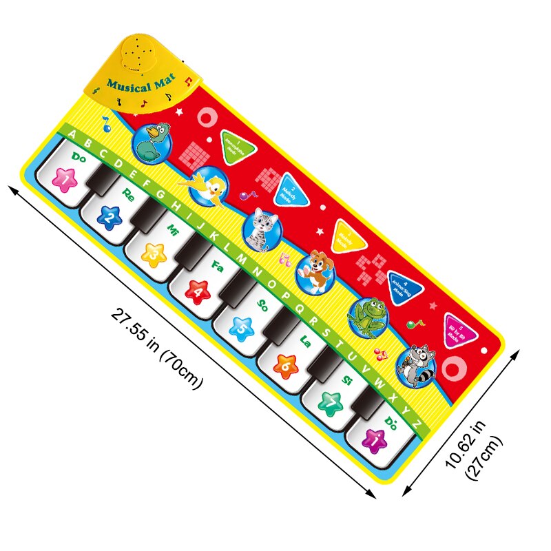 8 Styles Musical Mat with Animal Voice Baby Piano Playing Carpet Music Game Instrument Toys Early Educational Toys for Kids: A 70X27cm