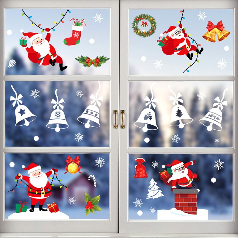 Christmas Wall Stickers Double-sided Static Window Glass Stickers Christmas PVC Self-Adhesive Wall Stickers Xmas Decoration
