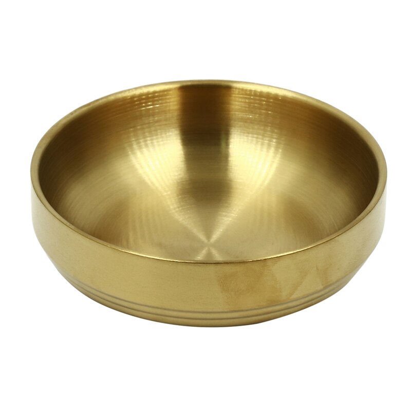 Kitchen Rice Container Picnic Use Tableware Plates Stainless Steel Seasoning Dish Plate Multipurpose Snack Saucers Round Sauce: 12cm gold