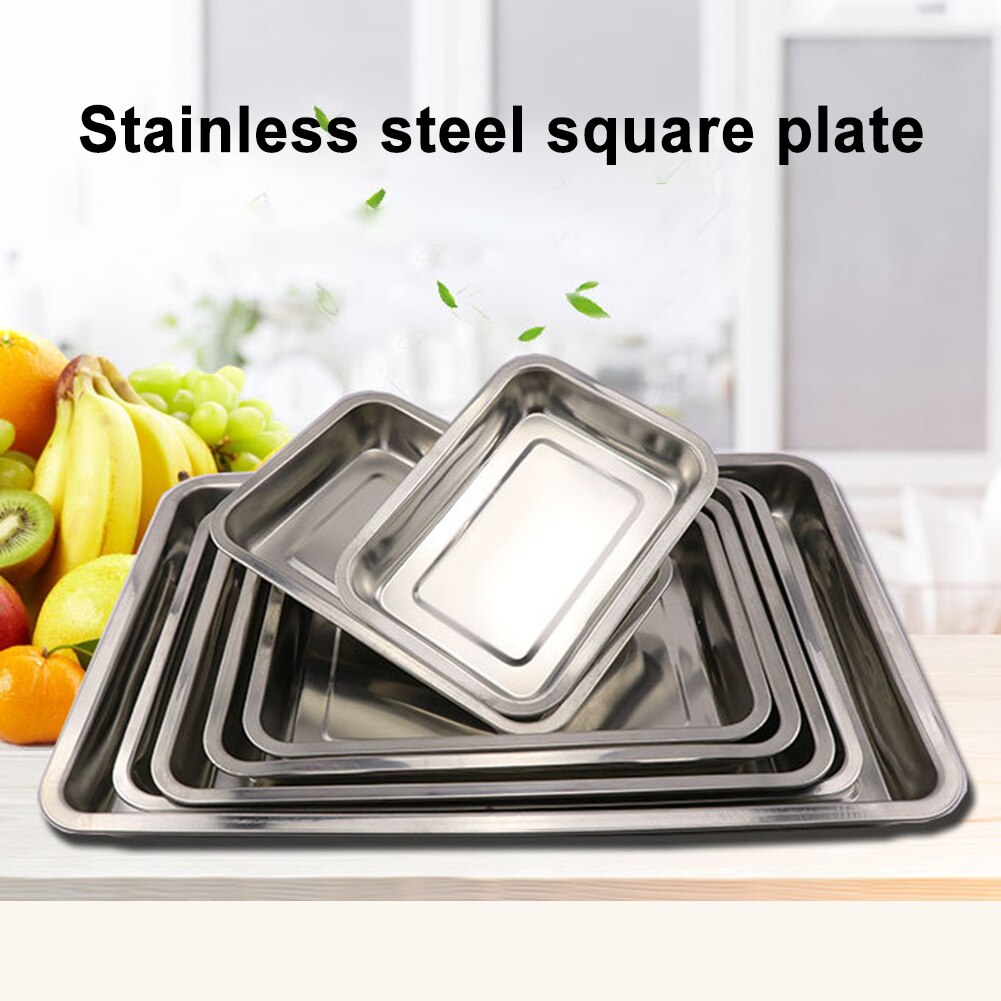 Stainless Steel Rectangular Grill Fish Baking Tray Plate Pan Kitchen Supplies Baking Dishes Pans