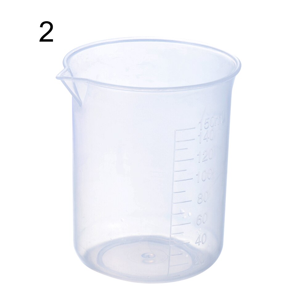 Transparent Plastic Measuring Cup Laboratory Beaker Graduated Jug Cup Kitchen Baking Cooking Supplies Measurement Container Tool: 150ml