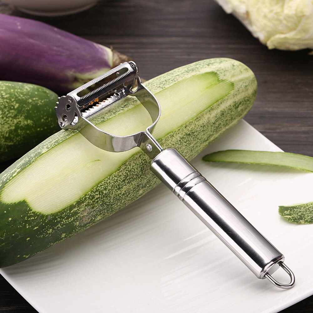 2Pcs/Set Stainless Steel Fruit Vegetable Handle Peeler Multifunctional Fruit Vegetable Shred Scraper Kitchen Essential Peeler