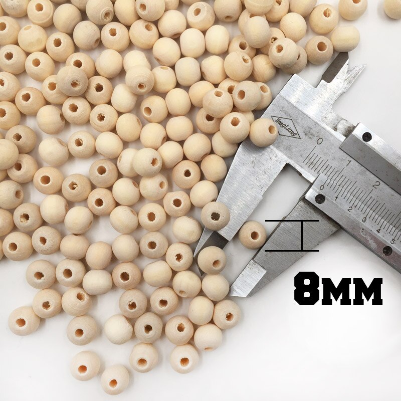 1-100PCs Natural Ball Wood Spacer Beads 6-50mm For Charm Bracelet baby wooden round bead: 8mm 100pcs