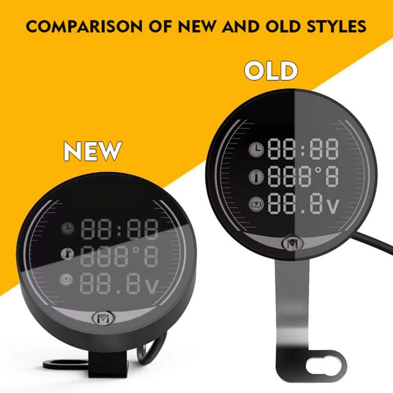 Motorcycle Modified Water Temperature Meter Time Voltmeter 12V Chronometer USB Phone Charging 5-in-1 Waterproof Digital Display