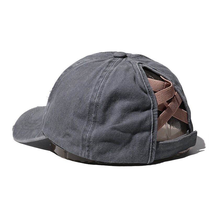Casquette de Baseball délavée et déchirée pour femmes, motif camouflage léopard, motif croisé, queue de cheval, haut chignon en désordre, protection solaire, chapeau de camionneur: DG
