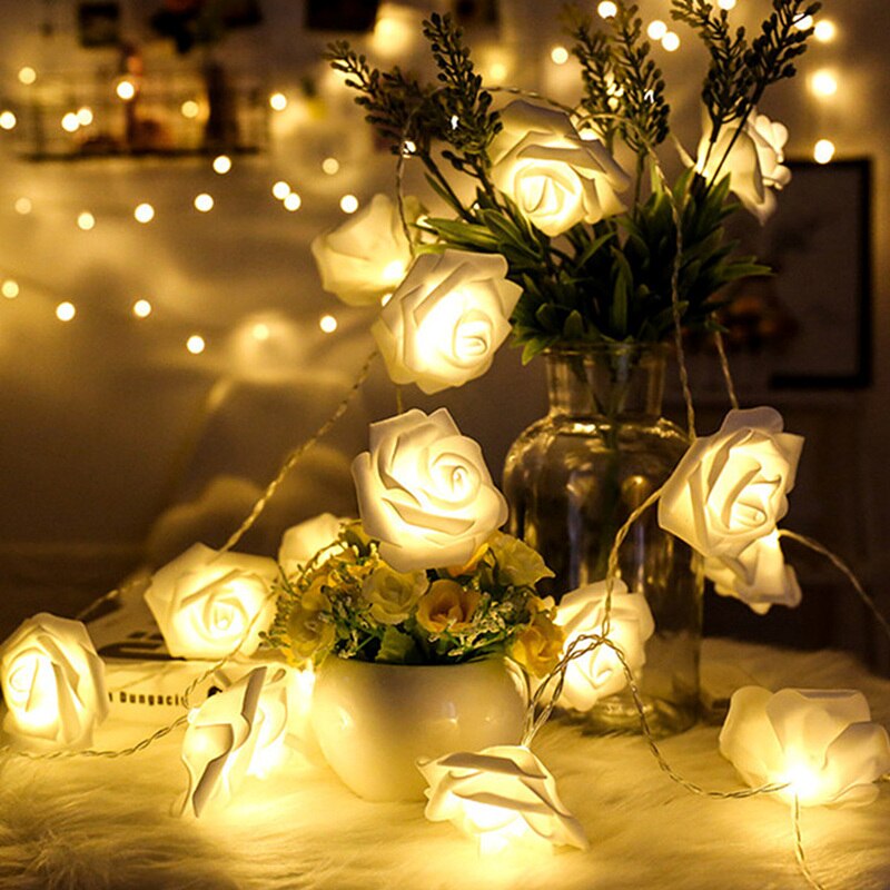 1.5M 10LED Kunstmatige Rose Flower Garland String Licht Led Kerstverlichting Valentijnsdag Wedding Christmas Party Decorations