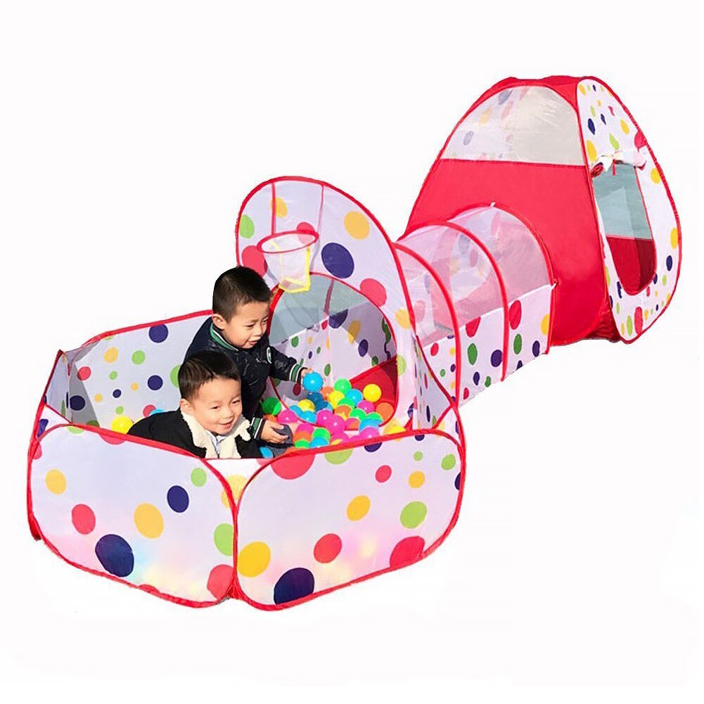 3-in-1 Children Up Wear Resistant Quick Assembly Tunnel Indoor/Outdoor Foldable Baby Portable Ball Pool Play Tent Playhouse