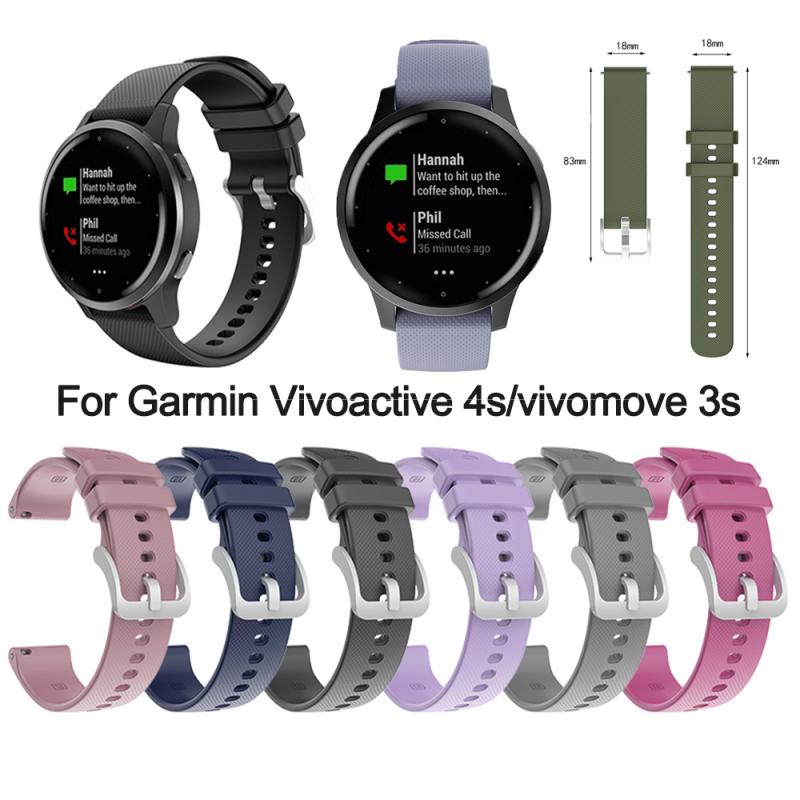Voor Garmin Vivoactive 4S/Vivomove 3S Siliconen Zilveren Gesp Riem Vervanging Horlogeband 18Mm Modieuze