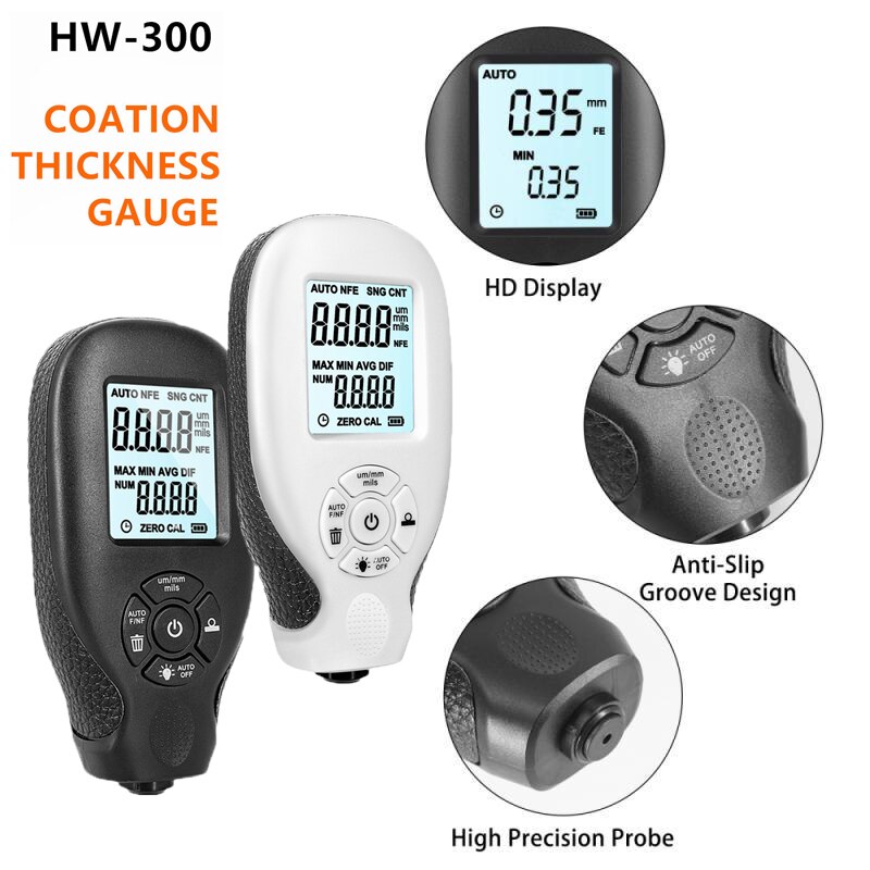 HW-300 Laagdiktemeter 0-2000UM Auto Verf Laagdikte Tester Meten Handleiding Verf Coating Dikte Meter Gereedschappen
