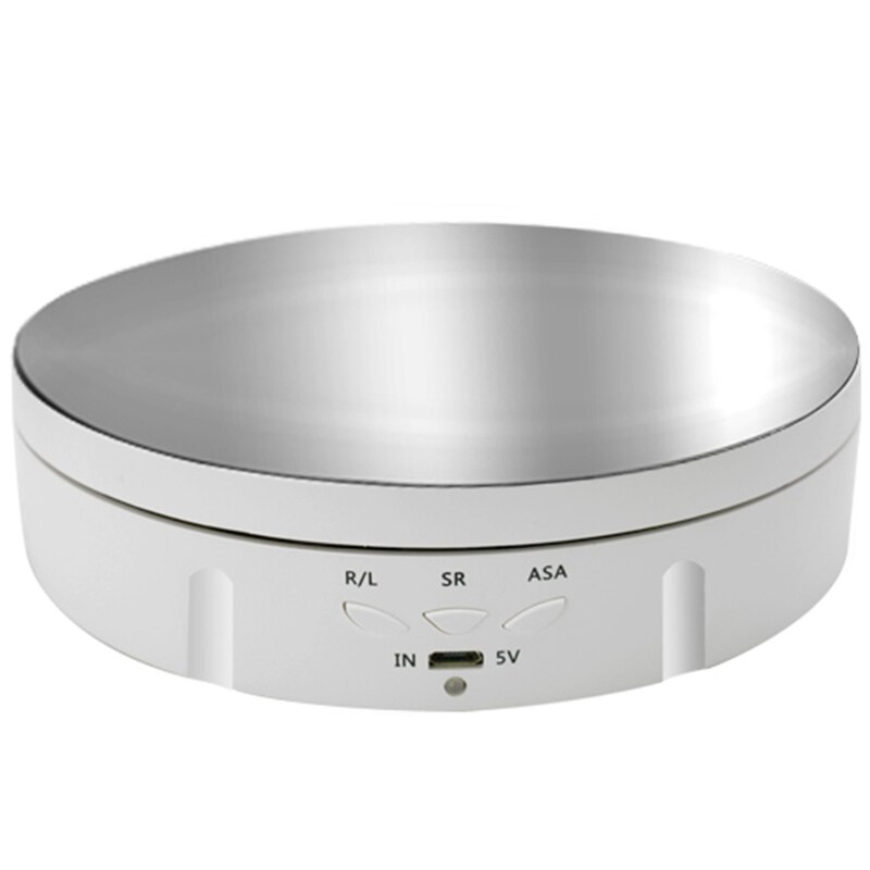 3 Speeds 14.6cm Intelligent Electric Rotating Display Stand Mirror Turntable Jewelry Holder Battery/USB Power: Mirror White