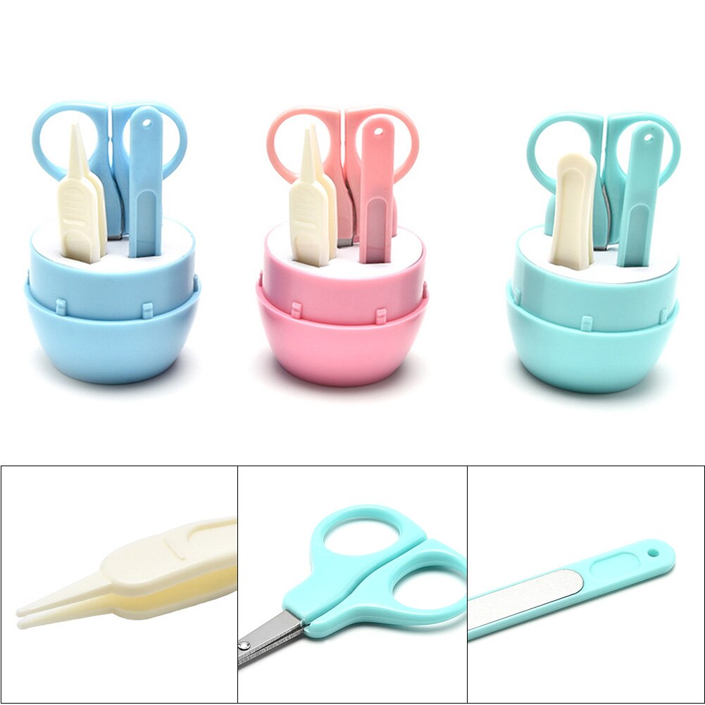 4pcs Lovely Baby Nail Care Set Child Scissors Practical Baby Nail Clipper Trimmer Convenient Baby Nail Shell Shear Manicure Kit