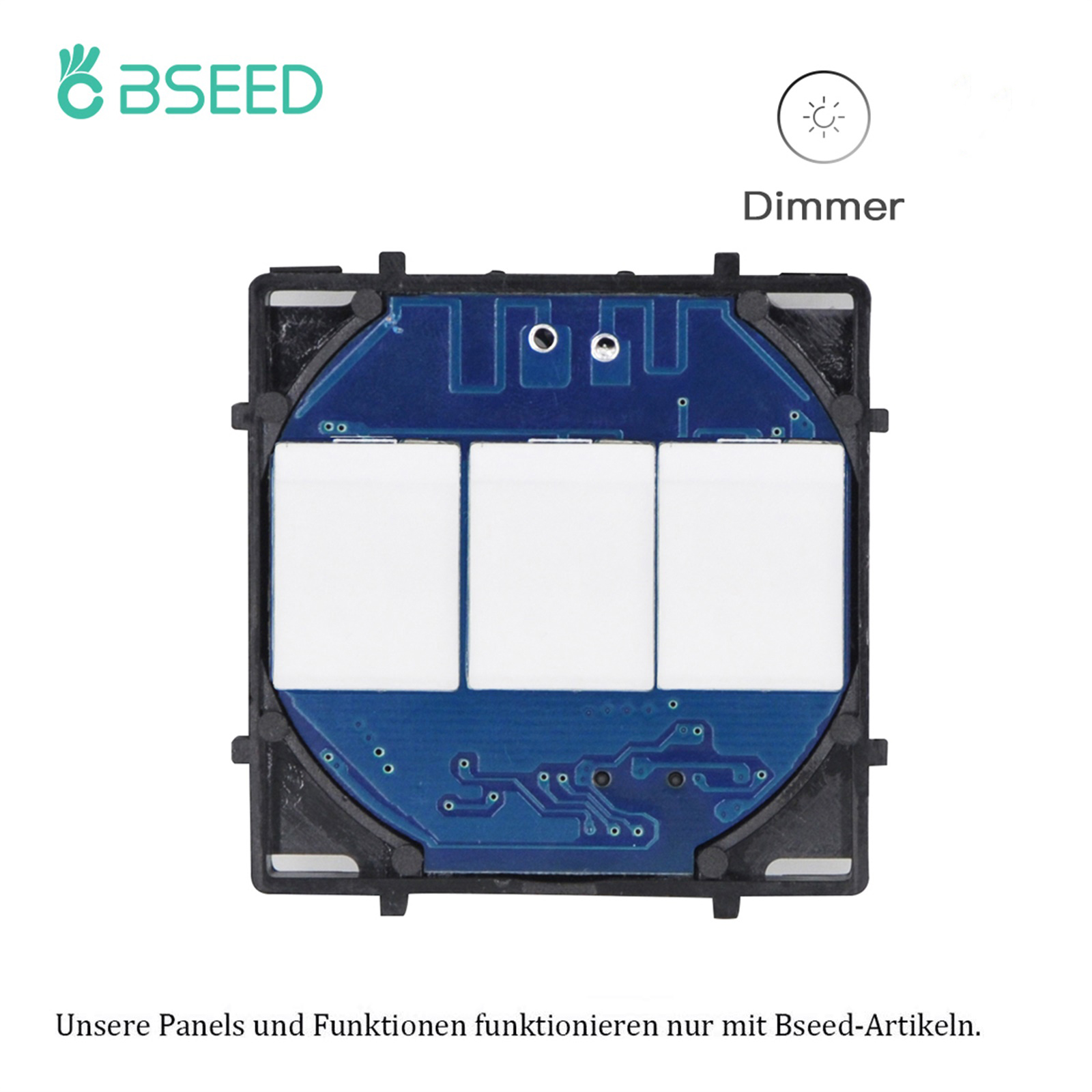 BSEED 1/2/3Gang Light Switch Touch LED Dimmer Sensor Switch Function Keys Wall Panels Glass Frame EU Wall Socket DIY Parts: 1G 1W Dimmer Part