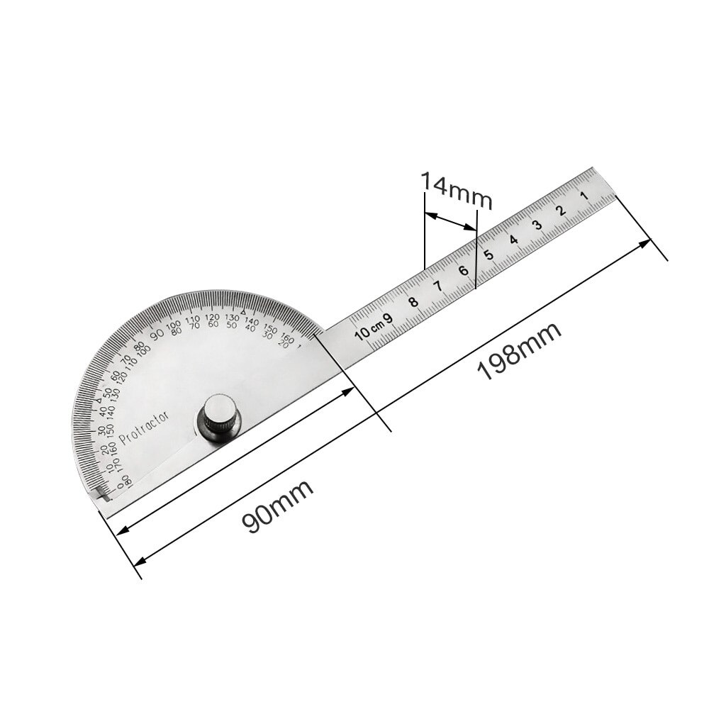 Adjustable Protractor Roundhead Angle Ruler Mathematics Measuring Tool Multifunction Stainless Steel 15cm 180 Degree Cn(origin): White