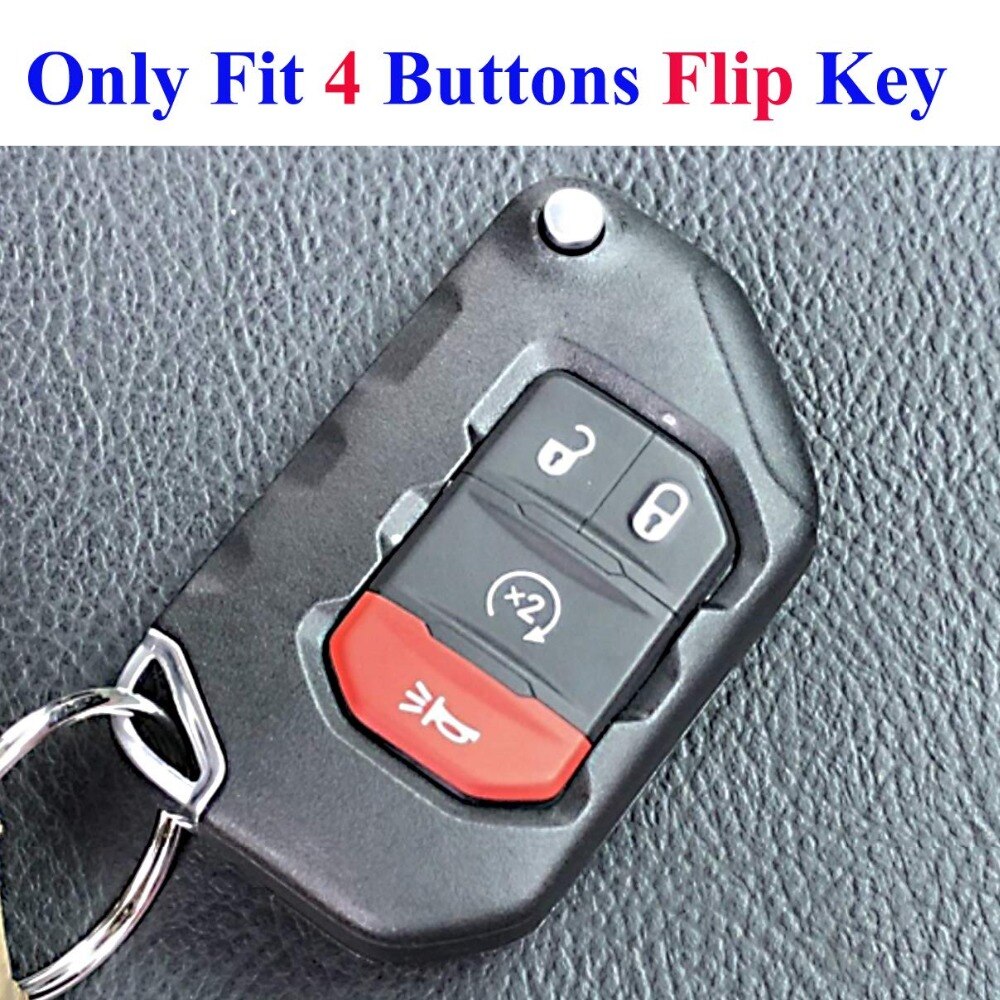 Silicone Cover Case Holder Remote Bag Protector for Jeep Wrangler JL Gladiator JT 4-Buttons Flip Key Fob