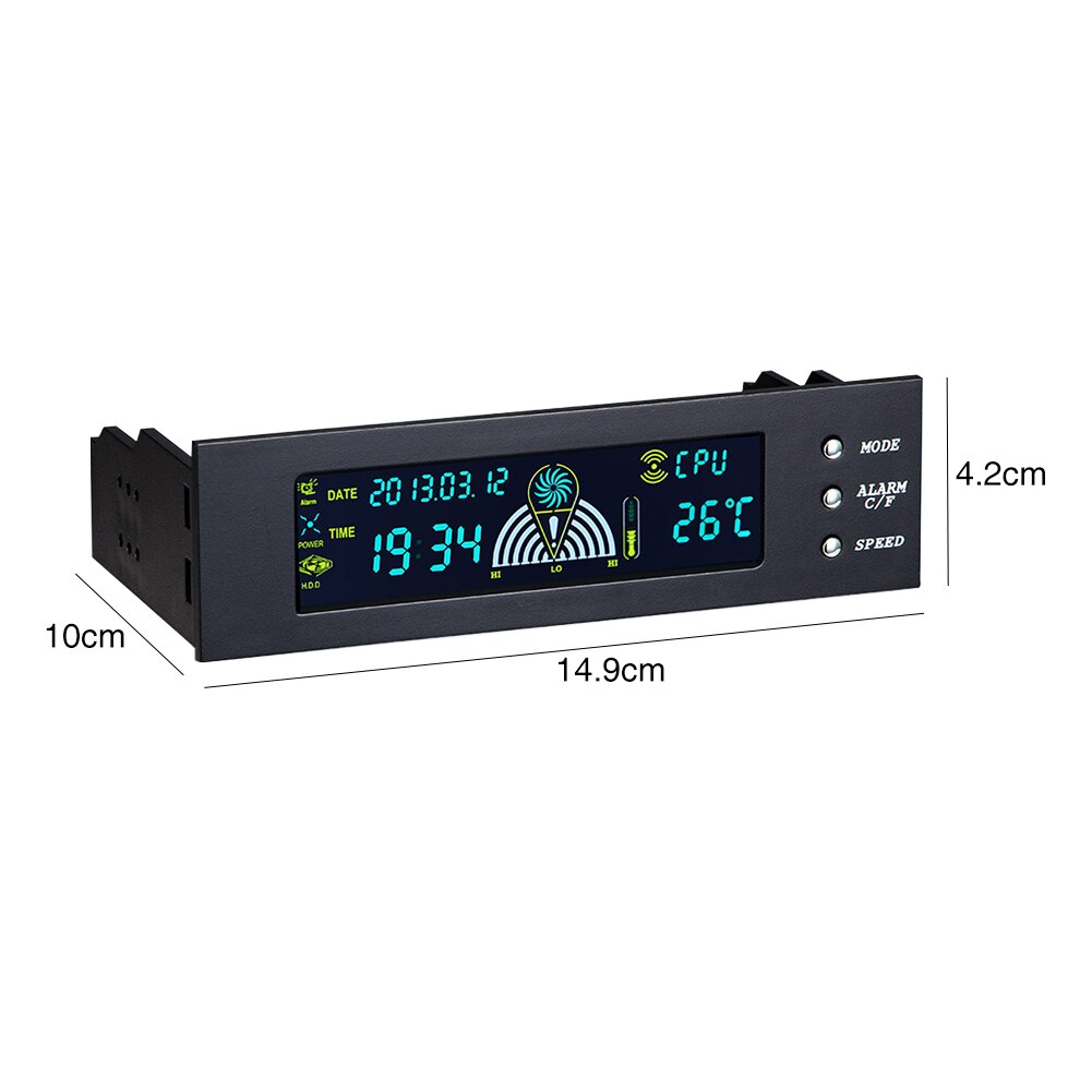 5.25 Inch PC Bracket 3 Pin Temperature Display Durable Computer Cooling LCD Front Panel Adjust Fan Speed Controller