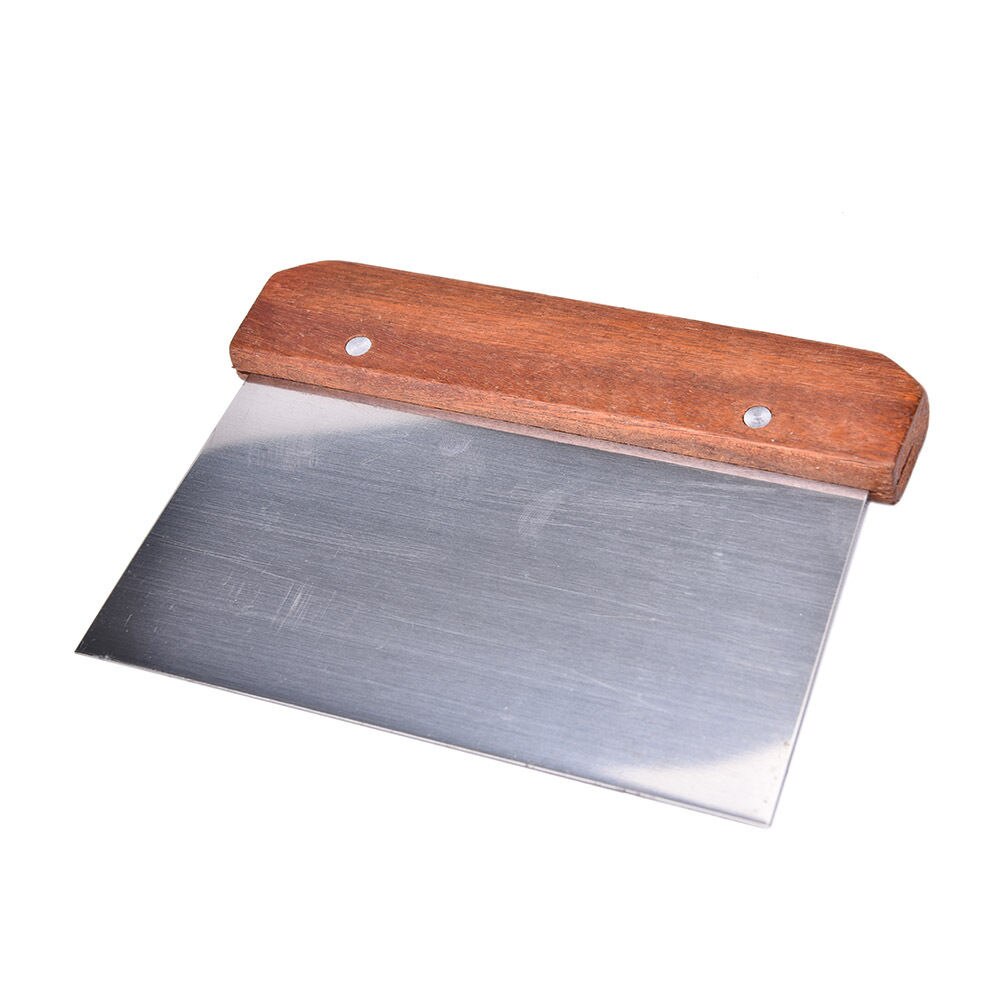 1 stuk pasta spatel deegkrabber, pasta snijder met houten handvat, noedel snijder, roestvrijstalen deeg snijder