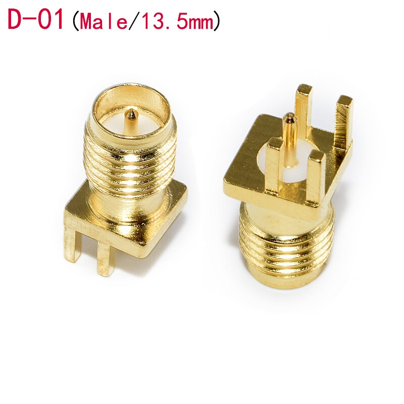 5Pcs SMA Male Female Jack Adapter Solder Edge PCB Straight Mount RF Copper Connector Plug Socket: D-01-Male-13.5mm