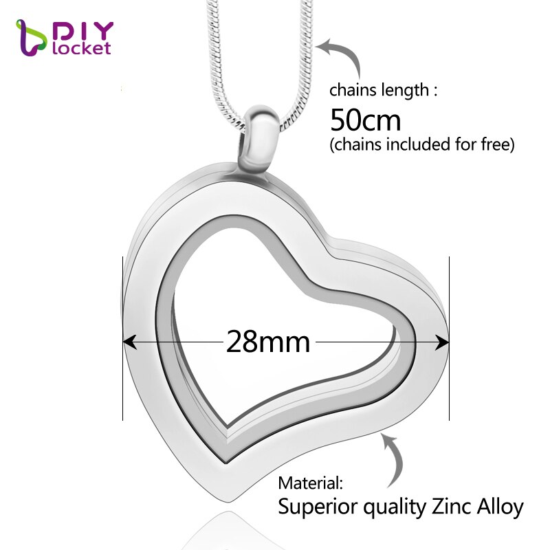 Diylocket-colgante de cristal magnético para collar, relicario flotante de 30mm con foto de memoria, 18 estilos, cadenas gratis, LSFL01-06