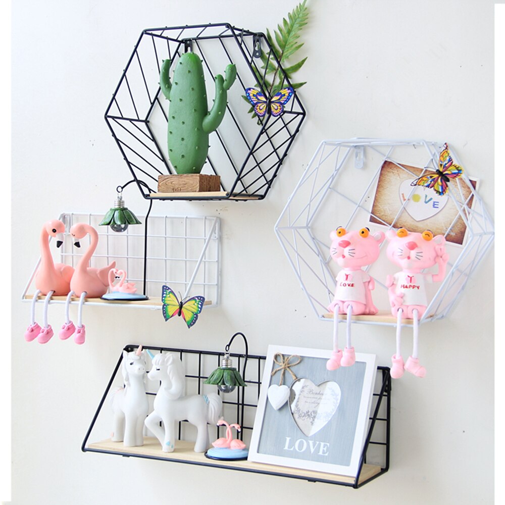 Pentagon stil metalbord opbevaringskurv vogue chic nordisk vægmonteret skrivebord opbevaringskurv magasinpapir arrangør boligindretning