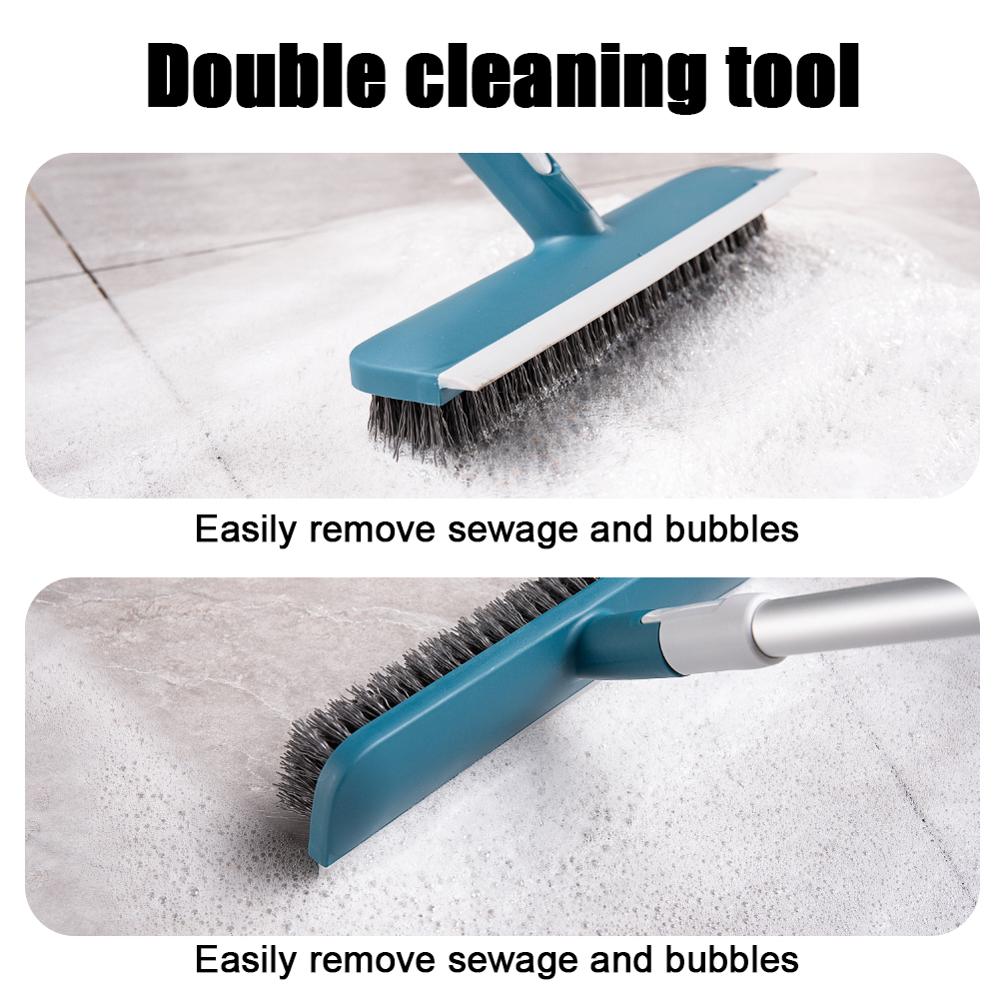 Yocada Scrape and Brush Floor Scrub Brush with Adjustable Long Handle 37&quot; to 51&quot; for Cleaning Bathroom Tile Bathtub Deck