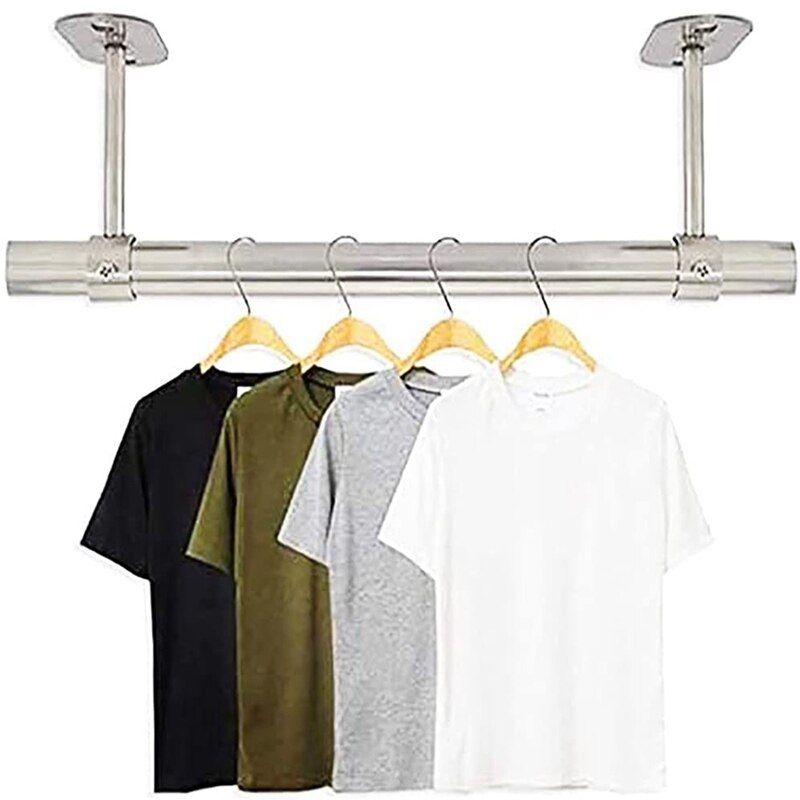 Ceiling-Mount Bracket, Wardrobe Pipe Bracket, Wardrobe Rod Lever Support Holder Pipe Flange Socket 2Pcs