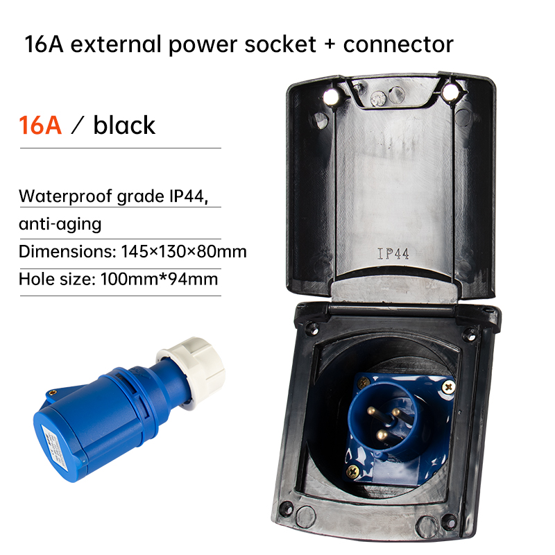 RV External Power Connector 220V-240V 16A External Flush Hook Up Waterproof Plug Socket Camper Caravan Accessories: Blue