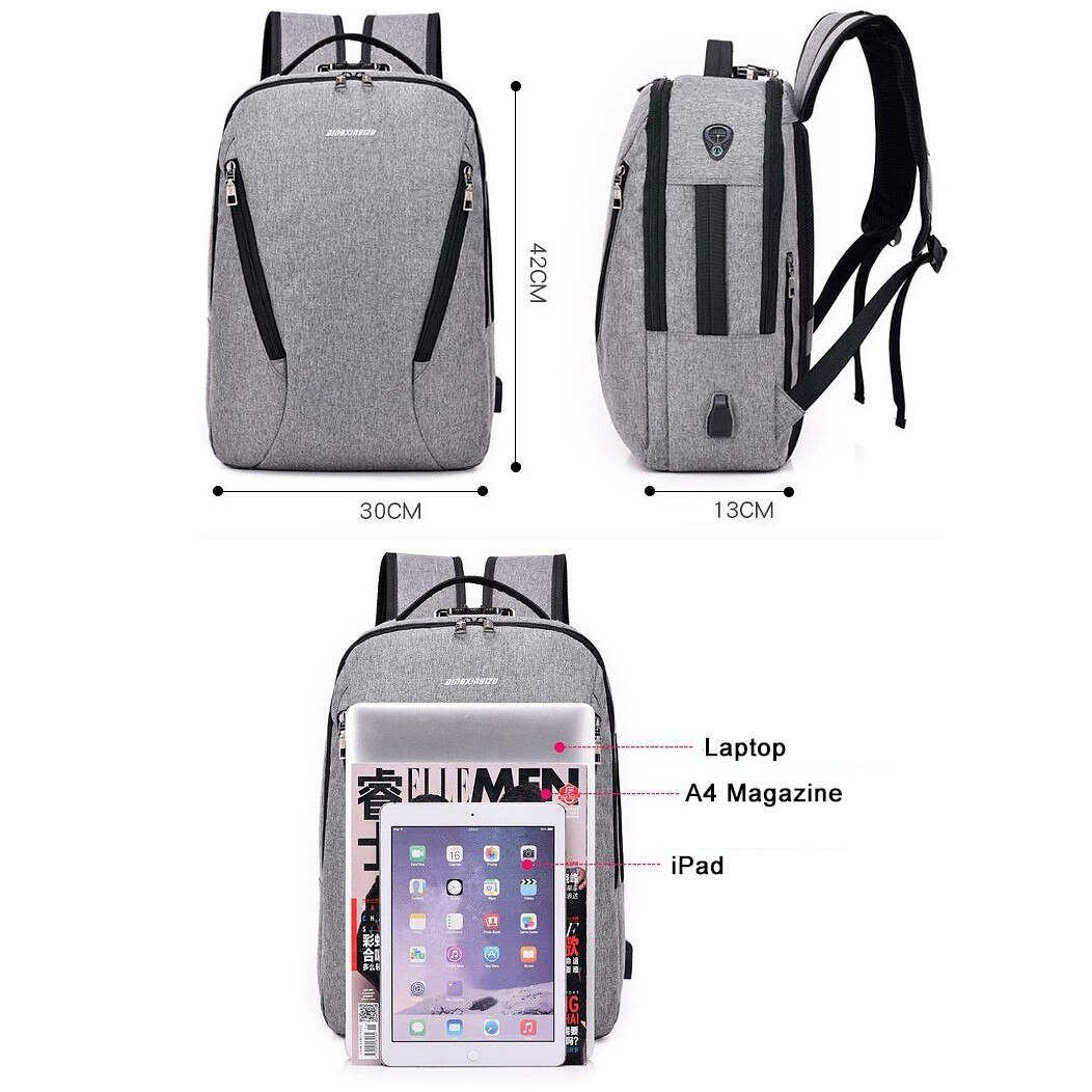 Mochila informal antirrobo con carga Usb para hombre, bolso de hombro para ordenador portátil, de viaje de negocios, escolar, universidad, nueva