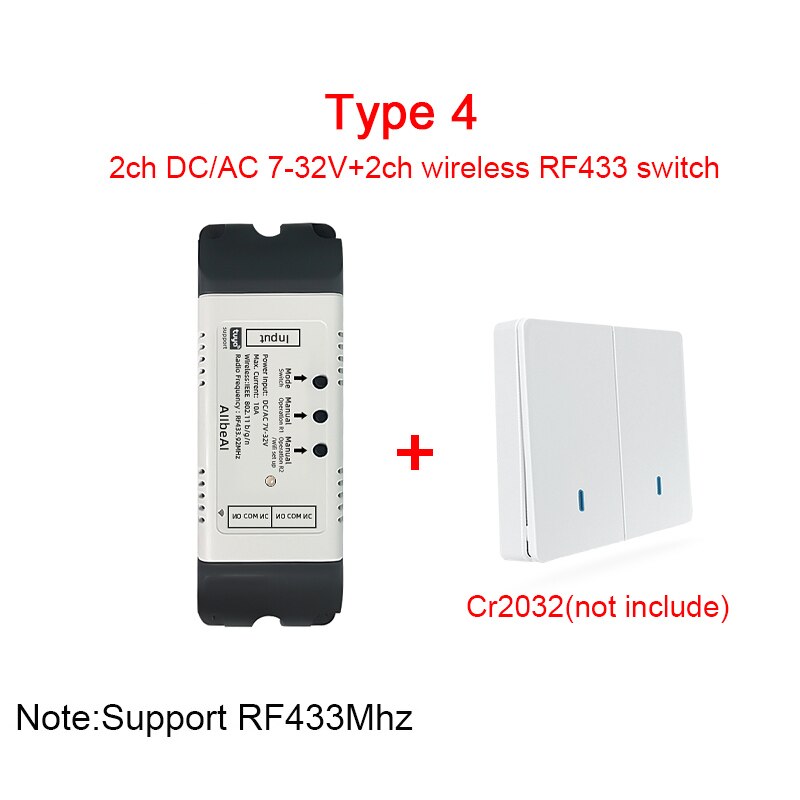 Módulo inteligente Tuya Life DC5V, interruptor con Wifi, 12V, 24V, 32V, modo inching, RF433, Control remoto, funciona con Alexa y Google Home: Type4
