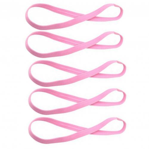 Bandas para el pelo para hombre y mujer, cinta para el pelo de Color caramelo, cinta deportiva antideslizante para correr, banda elástica de goma para el sudor, accesorios para el cabello de fútbol, 5 uds.: Rosa