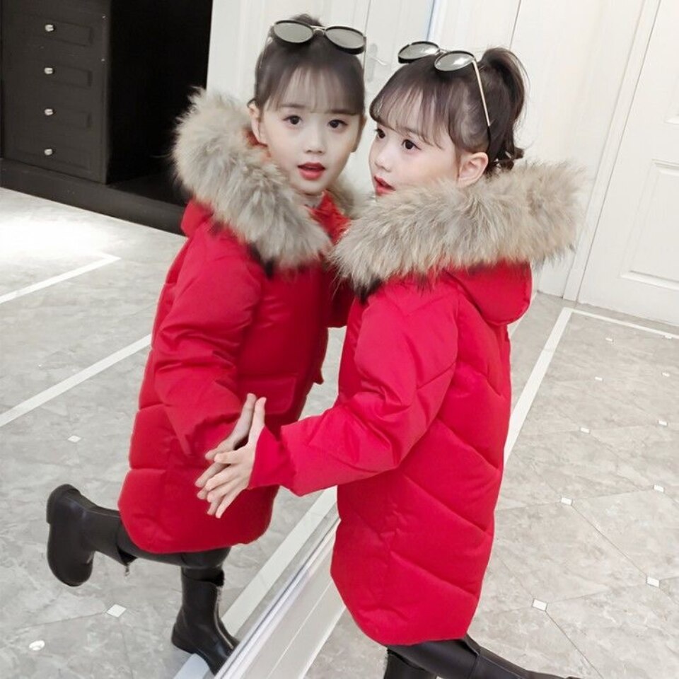 5 6 8 10 12 anni parka per bambini morbido caldo freddo inverno neonato ragazzi collo di pelliccia cappotti stile media lunghezza capispalla tinta unita