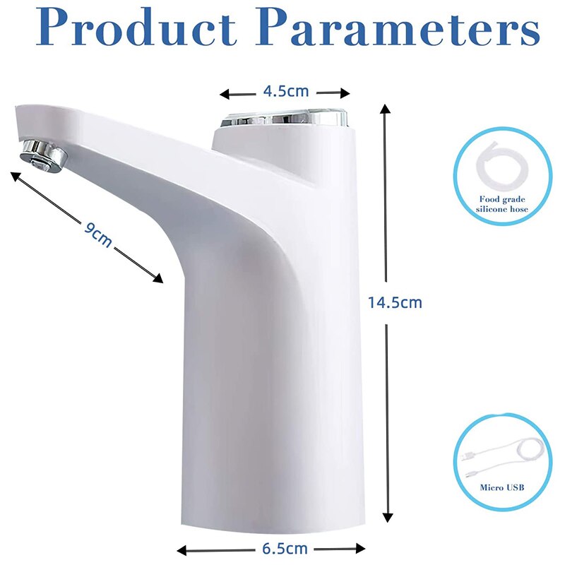 Distributeur de bouteilles d'eau, pompe à cruche d'eau de 5 gallons, pompe à refroidisseur d'eau avec chargement USB automatique Portable et à faible bruit
