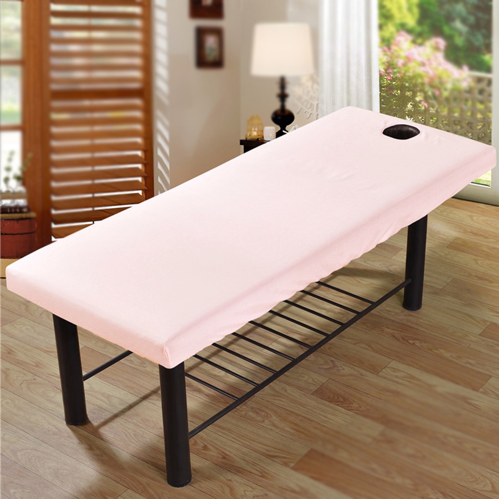 Solid sofadæksel forreste hul blød genanvendelig all-round wrap wrap firkantet hoved monteret massage polyester lagen elastisk salon
