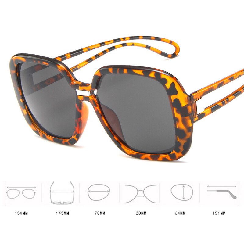 Vintage Oversized Vierkante Zonnebril Vrouwen Grote Zwarte T Frame Zon Galsses Luxe Eyewear