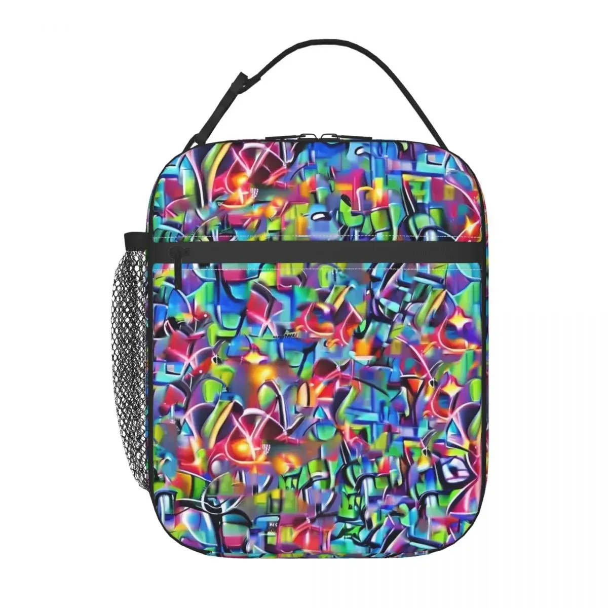Lunch Bag Abstract Graffiti Convenient Lunch Box For Women Black And White Office Cooler Bag Oxford Thermal Lunch Bags: green